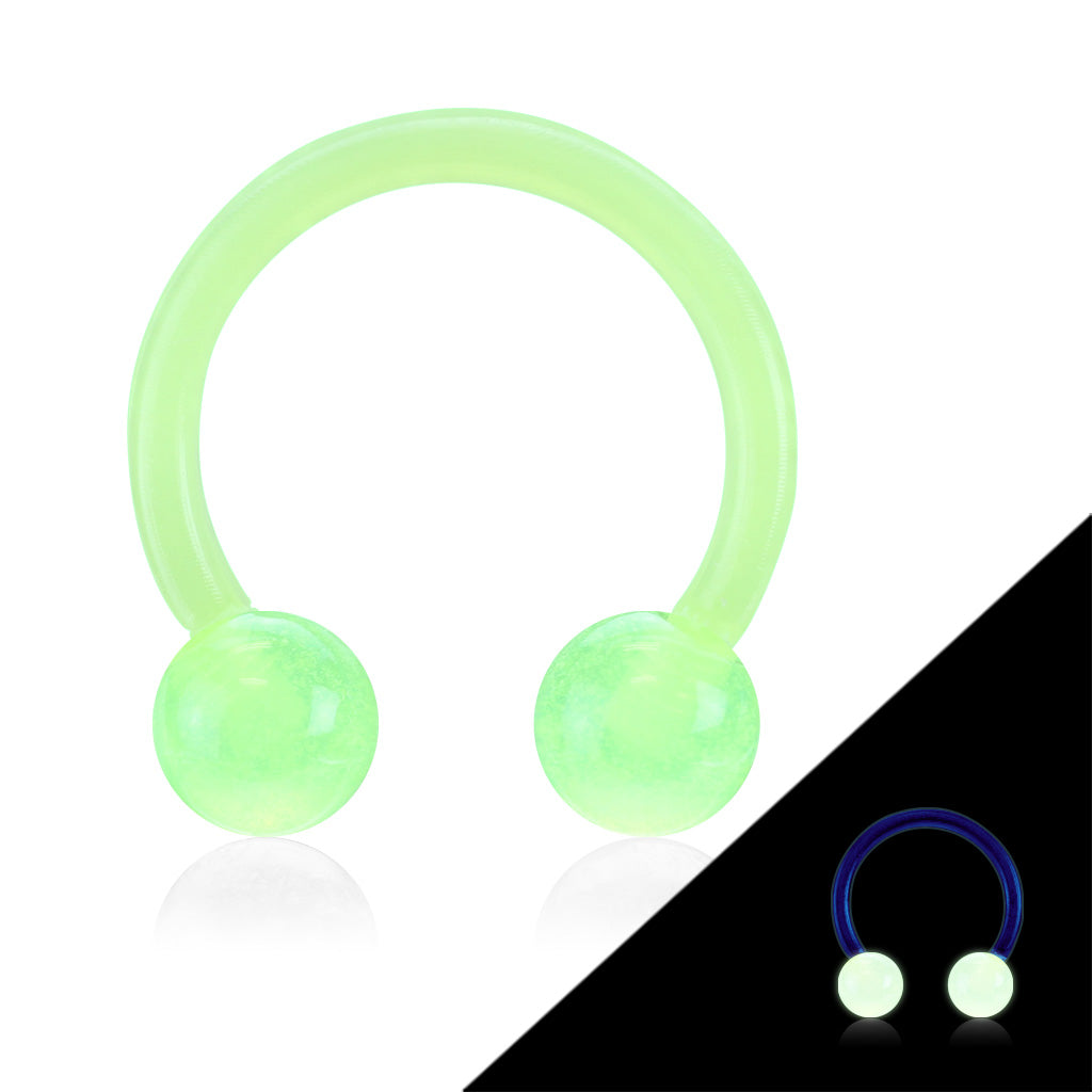 16G Flexible Horseshoe (10mm) w/ Glow in the Dark Balls